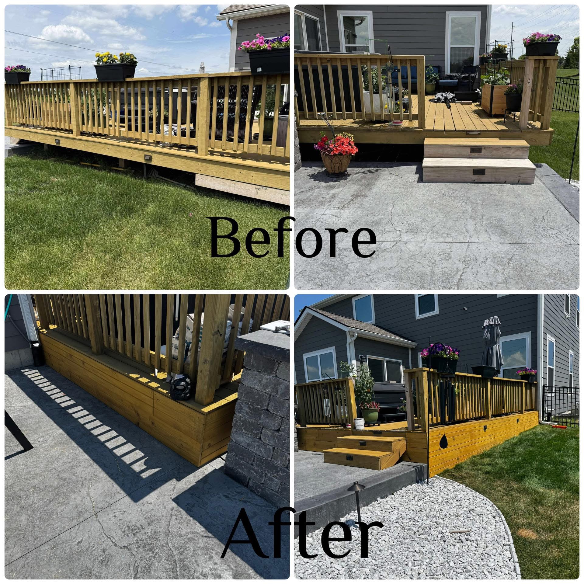 Deck staining before and after Central Indiana