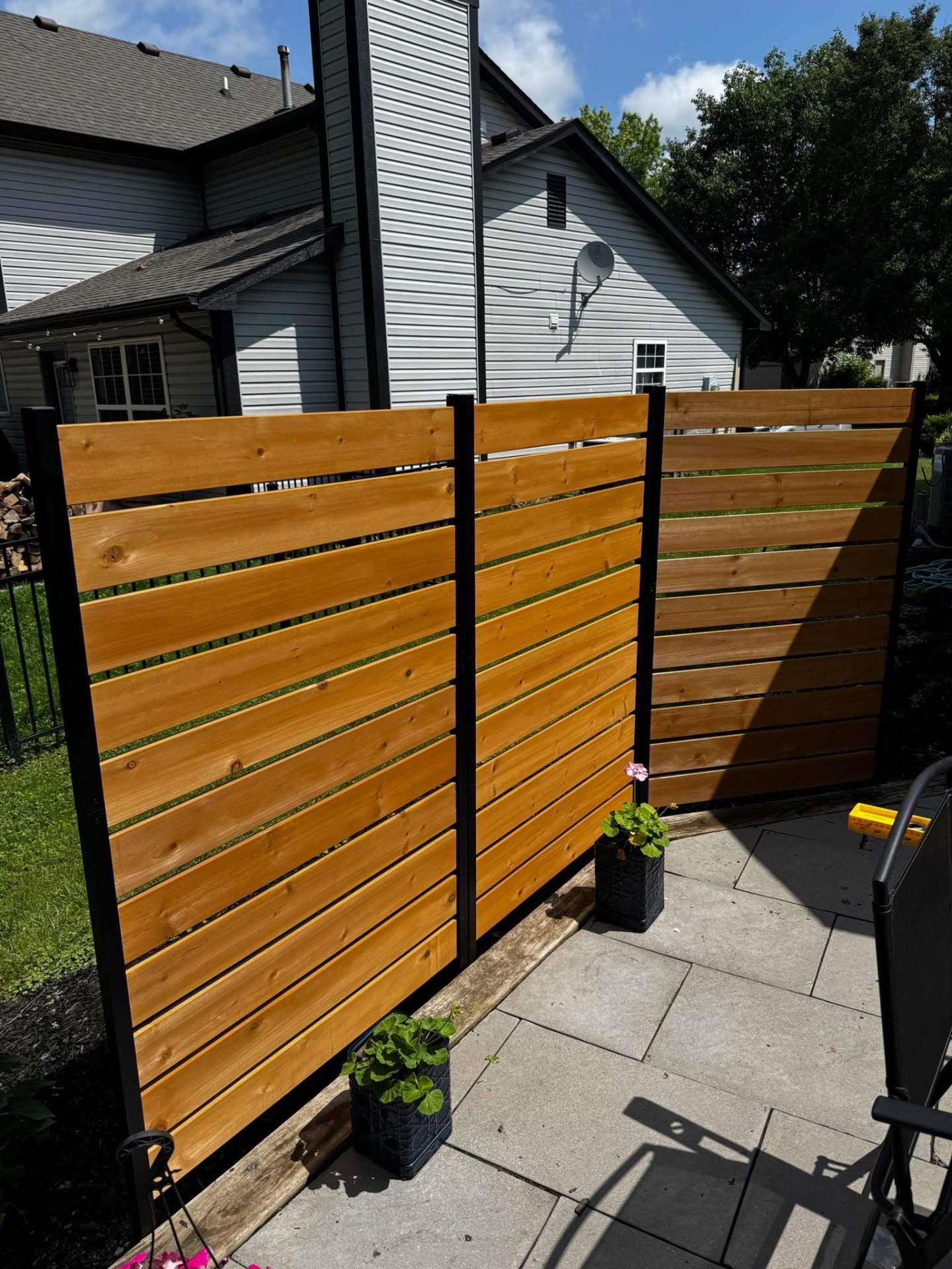 Custom horizontal cedar privacy fence built in Fishers, Indiana